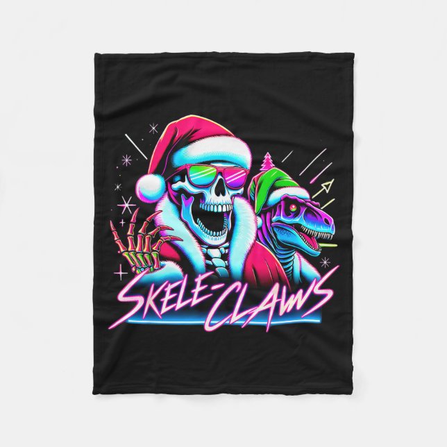 Couverture Polaire Skeleton Santa Riding T Rex Dinosaur Funny Christm (Devant)