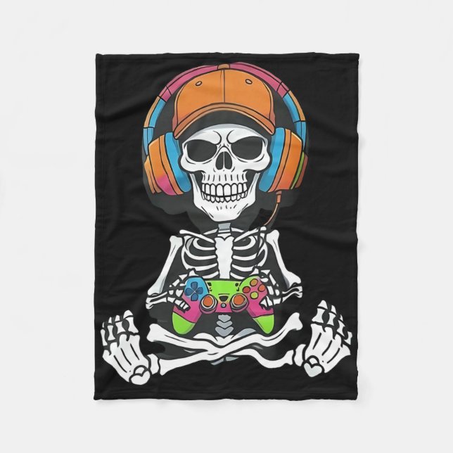 Couverture Polaire Skeleton Video Game Halloween Gaming Gamer Boys Me (Devant)