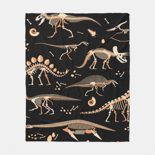 Couverture Polaire Skeletons de dinosaures et fossiles motif (Devant)