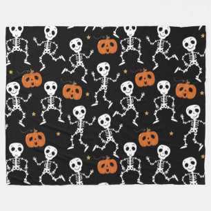 Couverture Polaire Skeletons mignons d'Halloween et Citrouille