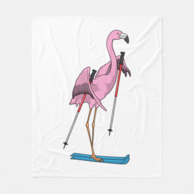 Couverture Polaire Ski de Flamant rose (Devant)