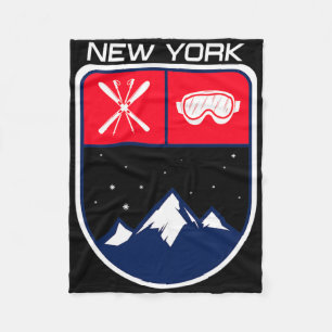 Couverture Polaire Ski New York Mountain Ski Trail Skier Goggle Po