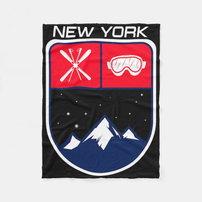 Couverture Polaire Ski New York Mountain Ski Trail Skier Goggle Po (Devant)