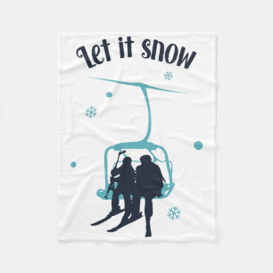 Couverture Polaire Ski Skieur Ski Rétro Hiver Laissez Neiger Noël