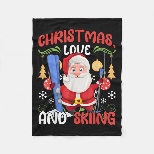 Couverture Polaire Ski Vacances Skieurs tenue Noël Amour Ski (Devant)