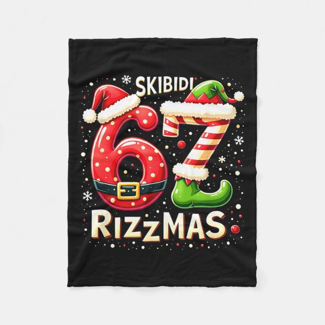 Couverture Polaire Skibidi 67 Rizzmas Christmas Meme Funny Elf Santa  (Devant)