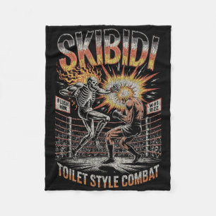 Couverture Polaire Skibidi Combat Skeleton Boxe Match Mème Explosio