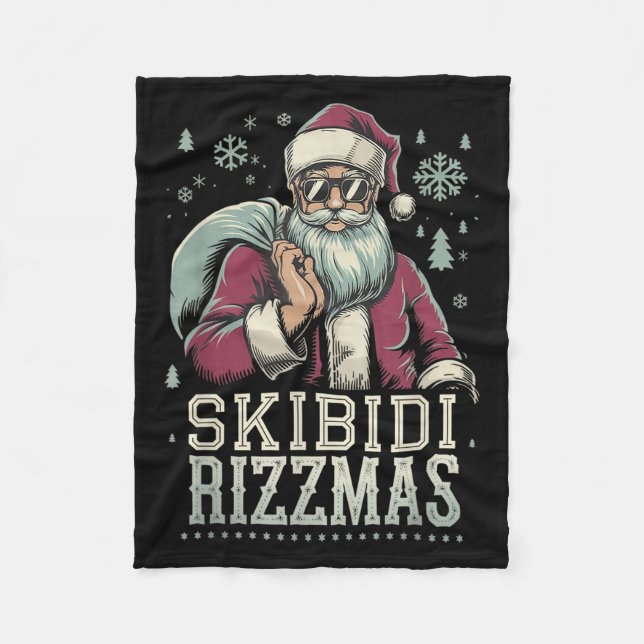 Couverture Polaire Skibidi Rizzmas Cool Santa Funny Christmas Rizz Ri (Devant)