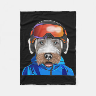 Couverture Polaire Skier Sealyham Terrier Snowboard Pocket
