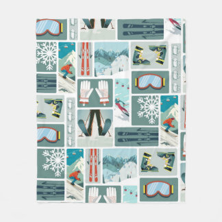 Couverture Polaire skieur clipart ski skieur mignon neige sports d'hi