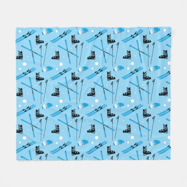 Couverture Polaire Skis Chaussures de Ski Bâtons et Lunettes de Fun B (Devant (Horizontal))
