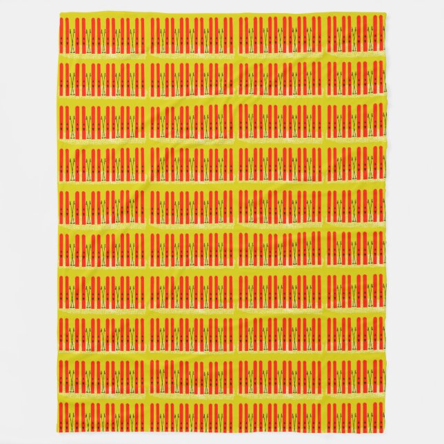 Couverture Polaire Skis rouge sur jaune (Devant)
