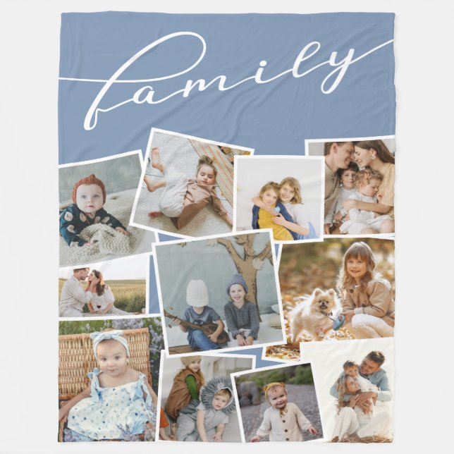 Couverture Polaire Slate Blue Scattered Photos Famille de Collage de  (Devant)