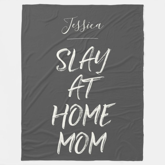 Couverture Polaire Slay At Home Maman Funny Nom personnalisé Grey (Devant)