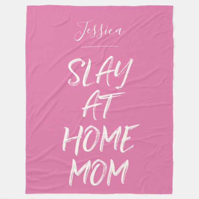 Couverture Polaire Slay At Home Maman Funny Nom Personnalisé Rose (Devant)
