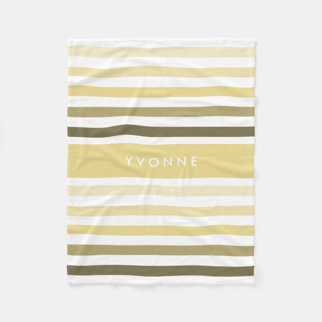 Couverture Polaire Sleek Variegegee Stripes et Nom en Pastel Jaune (Devant)
