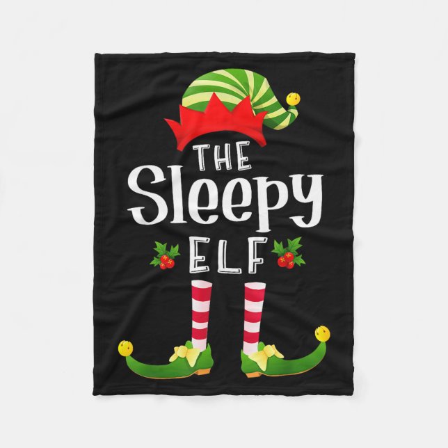 Couverture Polaire Sleepy Christmas Elf Matching Pajama X-mas Party  (Devant)