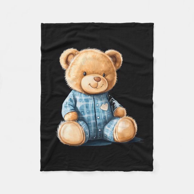 Couverture Polaire Sleepy Teddy Bear In Cute Pajama Outfit  (Devant)