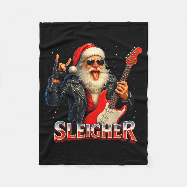 Couverture Polaire Sleigher Rock Santa Funny Metal Christmas Design  (Devant)