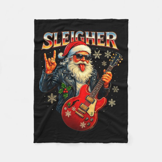 Couverture Polaire Sleigher Rock Santa Funny Metal Christmas Design  (Devant)