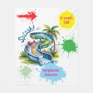 Couverture Polaire Slide d'eau Splash Girl Anniversaire cadeau de fêt