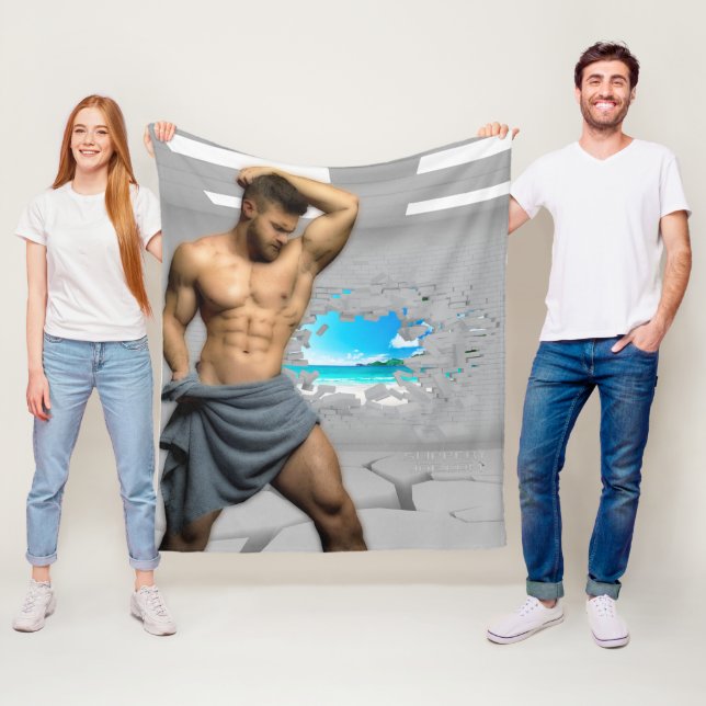 Couverture Polaire SlipperyJoe's Man serviette brisée mur de brique b (En situation)