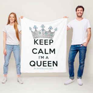 Couverture Polaire SlipperyJoe's reine restez calme couronne argentée