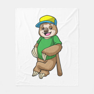 Couverture Polaire Sloth au baseball avec batte de baseball
