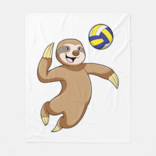 Couverture Polaire Sloth comme joueur de volleyball avec volleyball