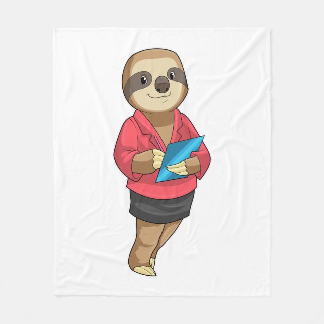 Couverture Polaire Sloth en tant que secrétaire avec Bloc-notes (Devant)