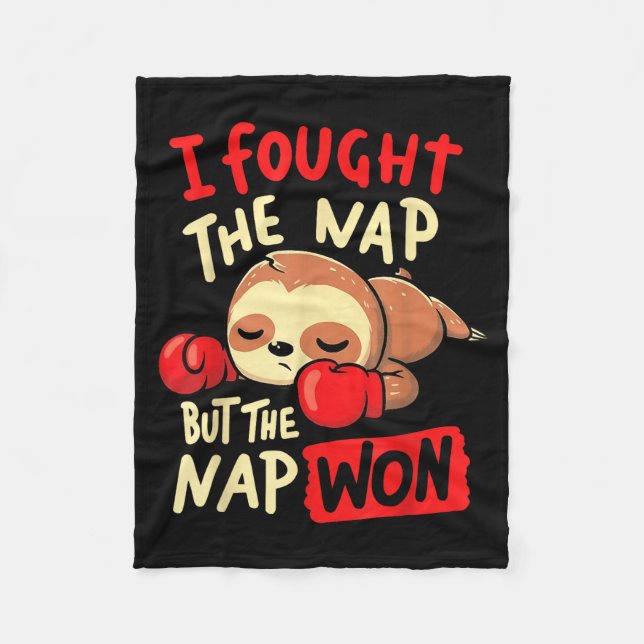 Couverture Polaire Sloth I Fought The Nap But The Nap Won  (Devant)