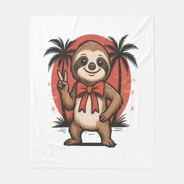 Couverture Polaire Sloth Summer Beach Rocking (Devant)