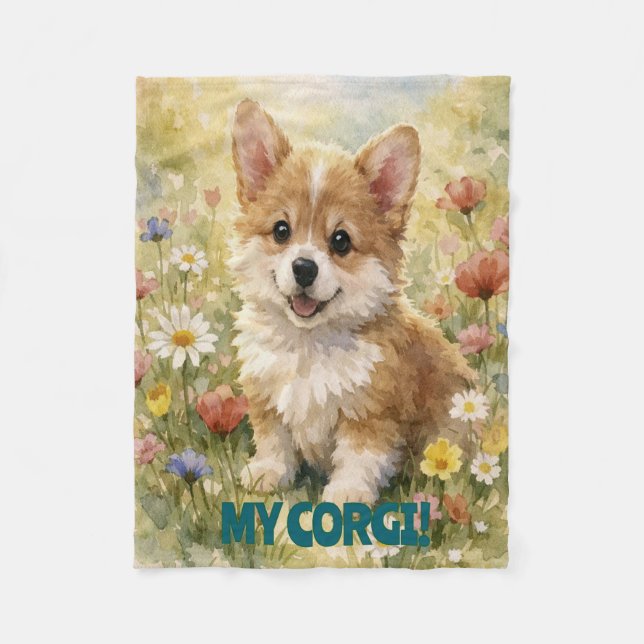 Couverture Polaire Small Corgi Customized Blanket (Devant)
