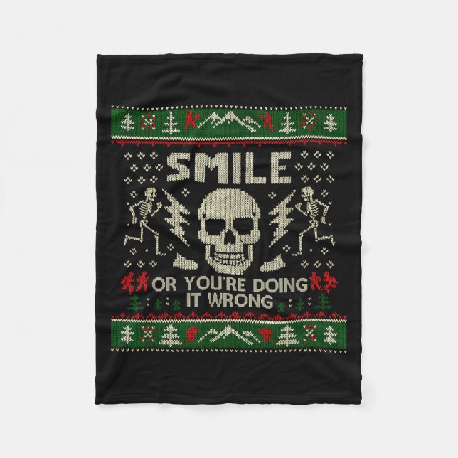 Couverture Polaire Smile Or You're Doing It Wrong Skeleton Skull Holi (Devant)