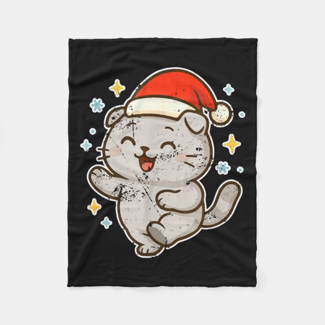 Couverture Polaire Smiling Santa Cat Holiday Cheer  (Devant)