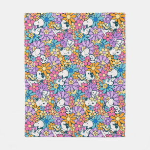 Couverture Polaire Snoopy & Motif de fleurs de bois