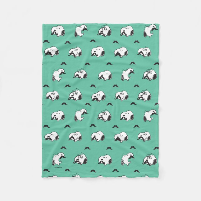 Couverture Polaire Snoopy Moustaches et Motif Turquoise (Devant)