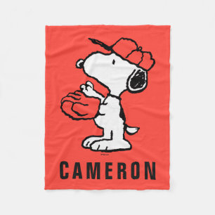 Couverture Polaire Snoopy Varsity Sports Baseball   Ajouter Votre Nom