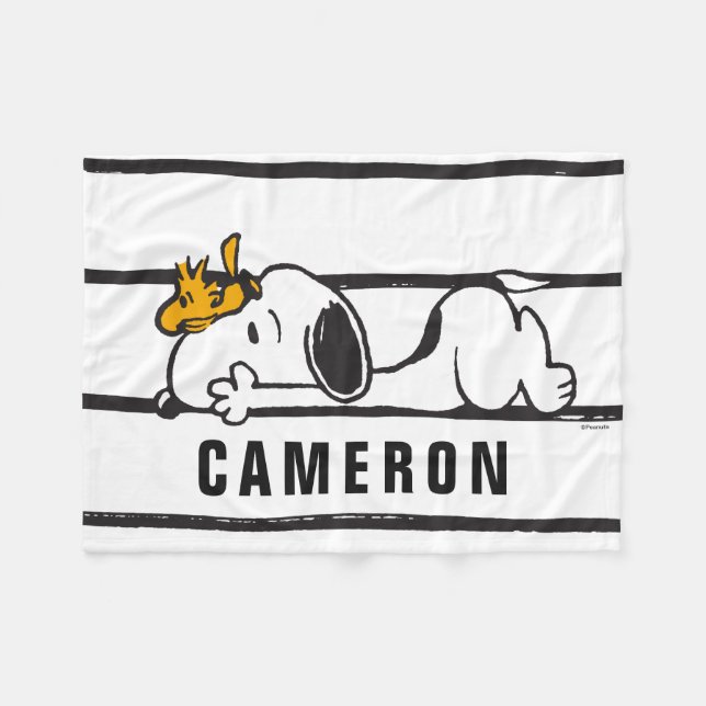 Couverture Polaire Snoopy & Woodstock | | Ajouter Votre Nom (Devant (Horizontal))