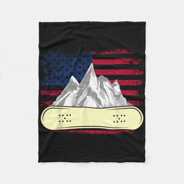 Couverture Polaire Snowboard Ski Snowboard Drapeau américain Snowbo (Devant)