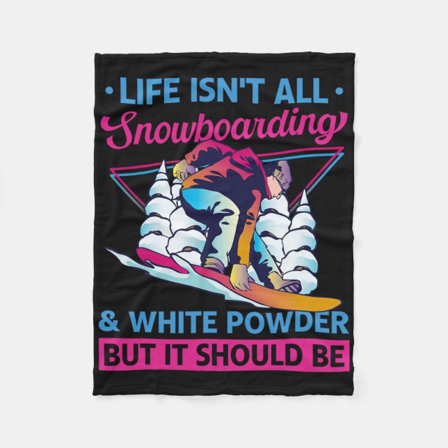 Couverture Polaire Snowboard White Powder Retro 90s 80s Snowboard (Devant)