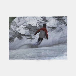 Couverture Polaire Snowboarder Carving the Mountain Winter Sport