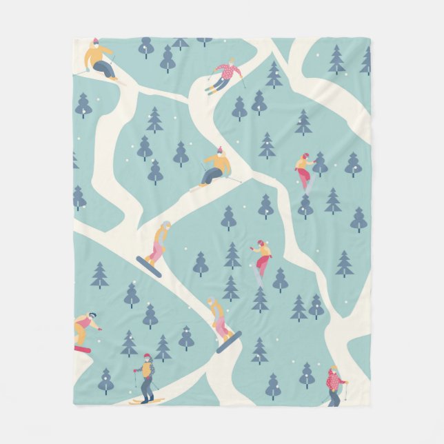 Couverture Polaire Snowboarders et skieurs se promènent dans la stati (Devant)