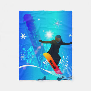 Couverture Polaire Snowboarding, surfeur avec le conseil sur le backg
