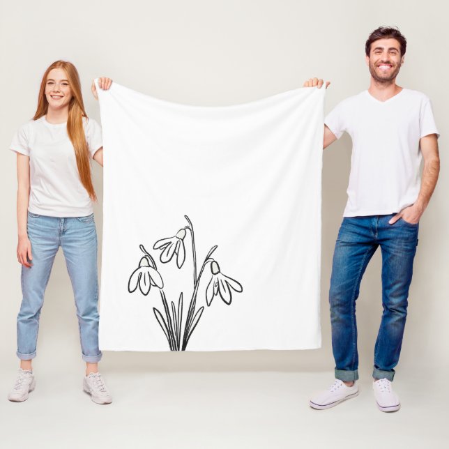 Couverture Polaire Snowdrops Fleurs Janvier Anniversaire (En situation)