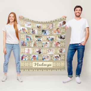 Couverture Polaire Snowflake 24 Photo Brown Faux Sweater Personnalisé