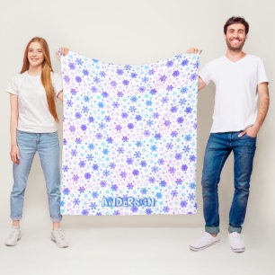 Couverture Polaire Snowflake Pastel Rose et Bleu Élégant Nom personna