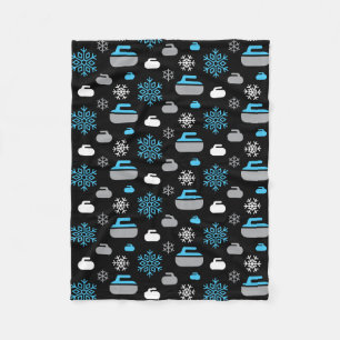 Couverture Polaire Snowflakes et Curling Rocks Blanket