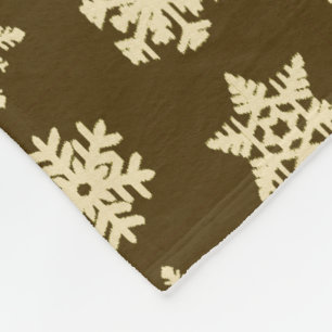 Couverture Polaire Snowflakes Ikat - Beige et Chocolat Brown