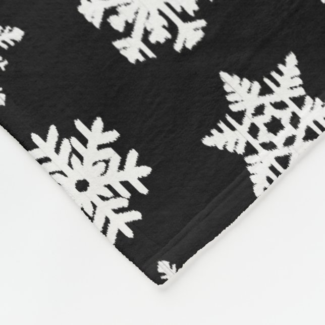 Couverture Polaire Snowflakes Ikat - Noir et blanc (Coin)